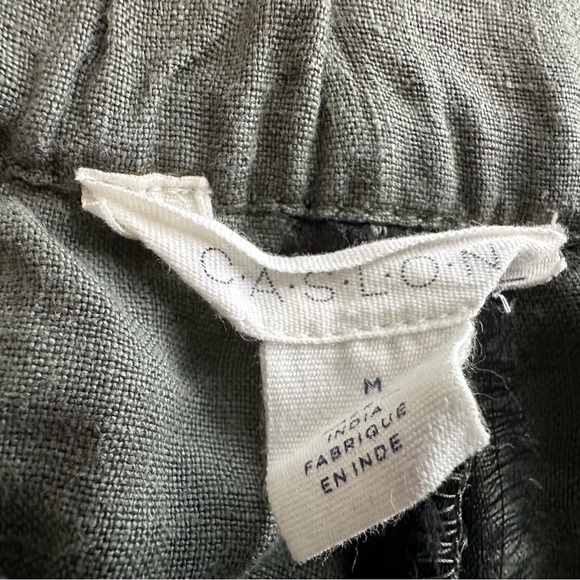 Olive Green Caslon Tie-Waist Linen Shorts - size medium - Picture 2 of 6